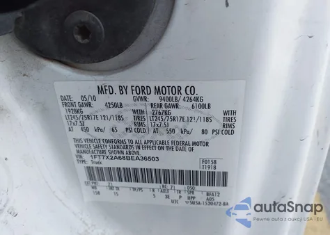 2011 Ford F-250 Xl from USA, damaged, VIN 1FT7X2A68BEA36503